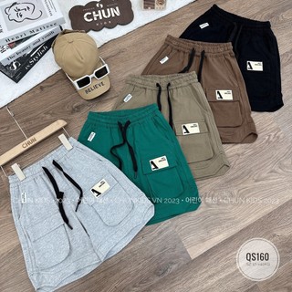 Qs160 -quần short cotton da cá 2 túi nắp a amazing cho bé