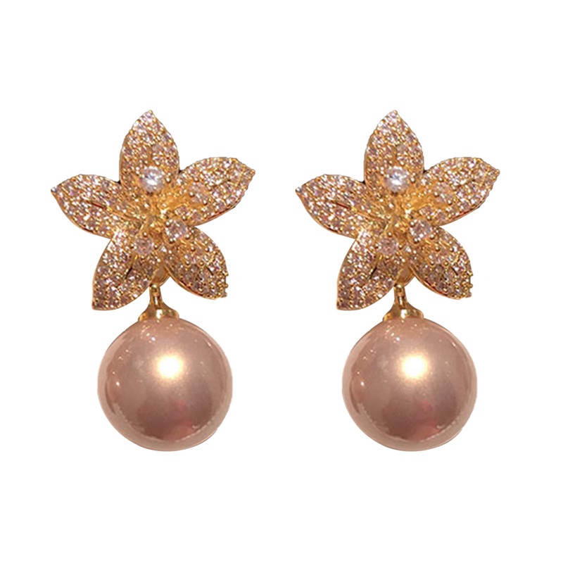 Bông Tai Mạ Bạc Dáng Dài Hình Hoa Đính Ngọc Trai Nhân Tạo Thời Trang Cho Nữ