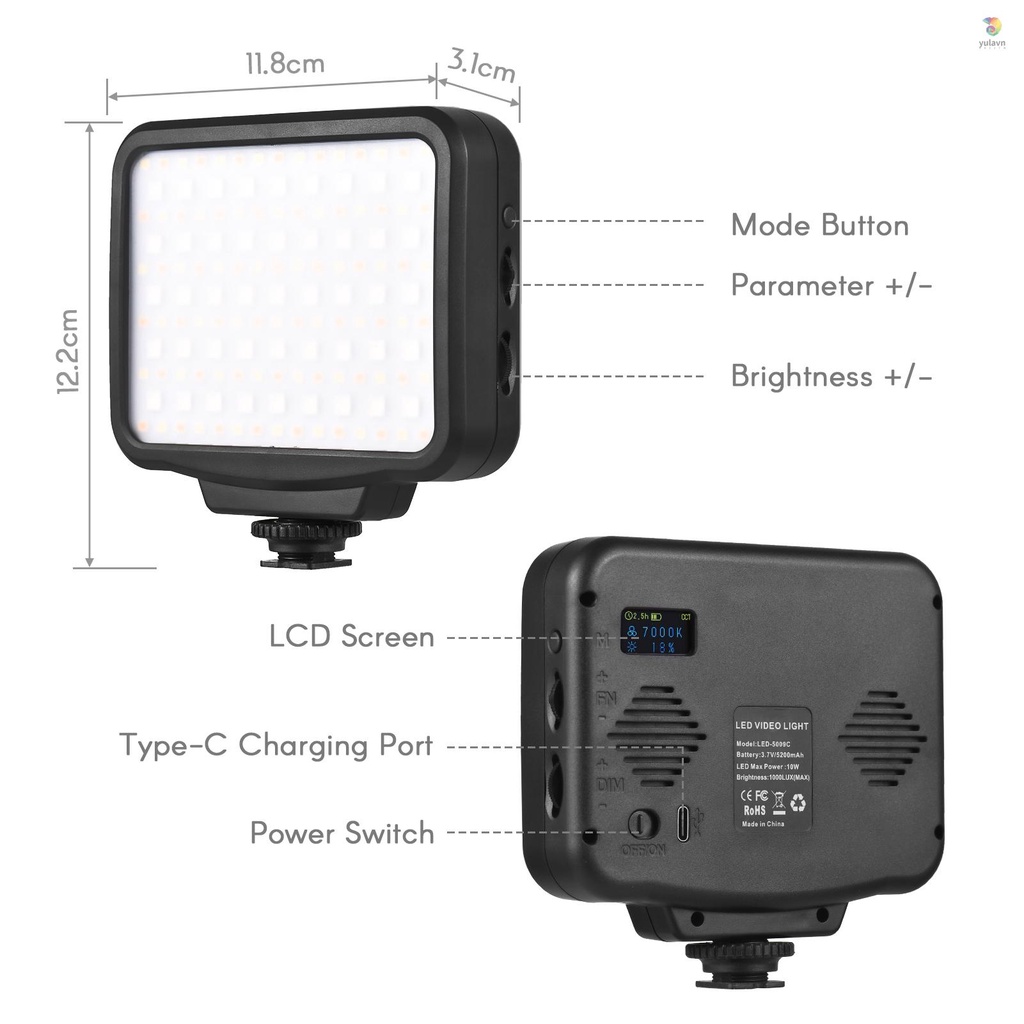 Đèn LED RGB 2500K-9900K 21 Hiệu Ứng Không Bước Kèm Pin Tích Hợp Dùng Để Quay Video / Phát Trực Tuyến