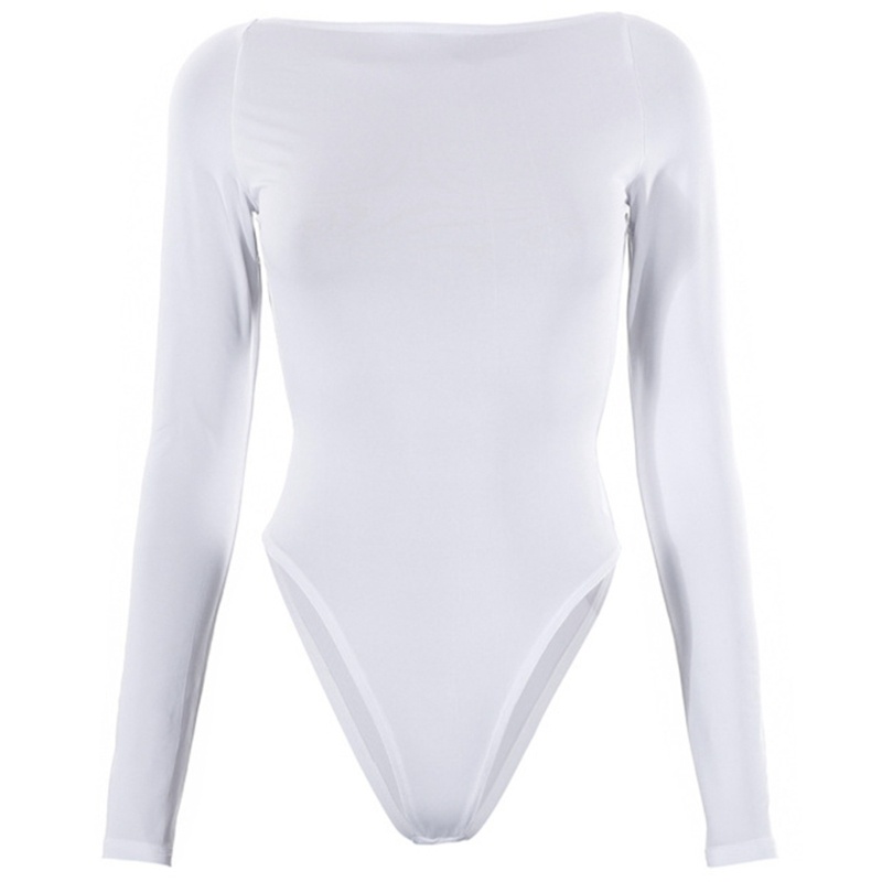 Áo Liền Thân Tay Dài Hở Lưng Màu Trơn Quyến Rũ Dành Cho Nữ