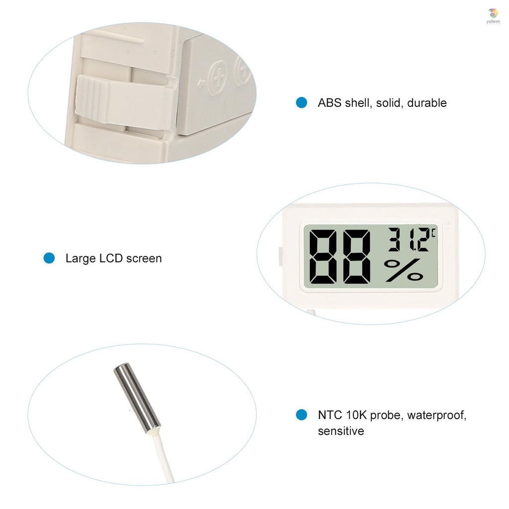Nhiệt Kế Kỹ Thuật Số Màn Hình LCD Chống Thấm Nước NTC Probe - 500 Cho Bể Cá°C~110°C Nhà Kính Chuyên Dụng Cho Tủ Lạnh Chất Lượng Cao