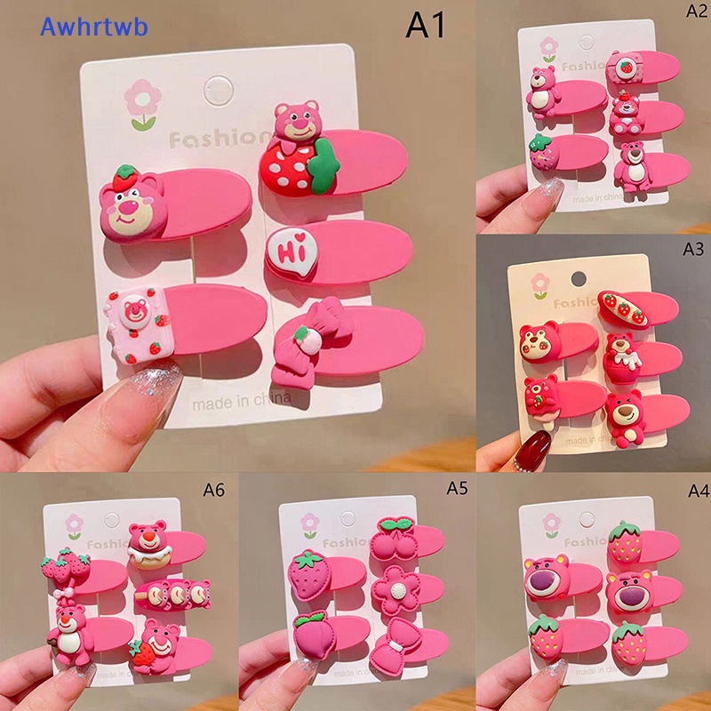 Set 5 Kẹp Tóc Hình Gấu / Dâu Tây Dễ Thương Cho Bé Gái Mới