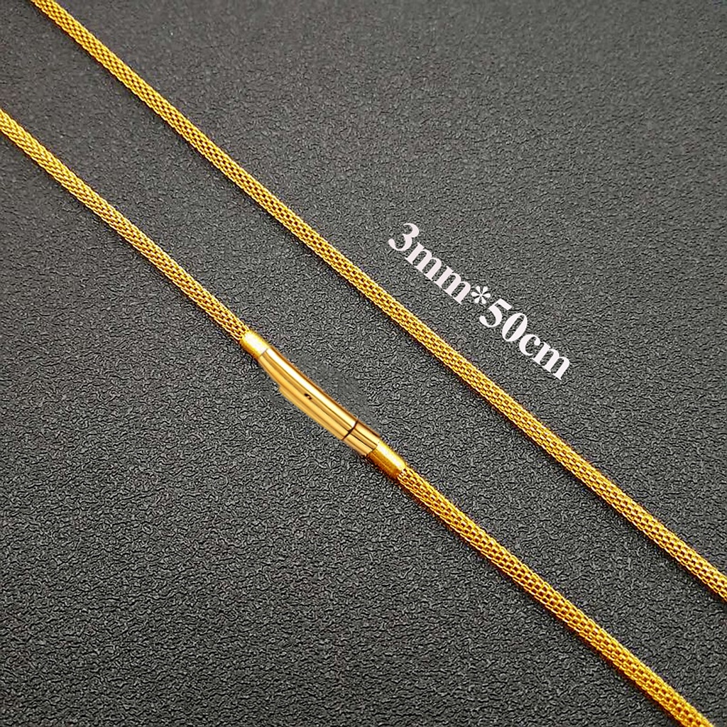 Dây chuyền titan cao cấp kiểu lưới 3mm khóa Vip mạ vàng sáng đẹp, bền màu, Phù hợp cho cả nam và nữ