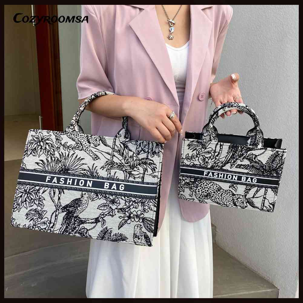 Túi Xách Vải Canvas Cỡ Lớn In Họa Tiết Thời Trang Cho Nữ