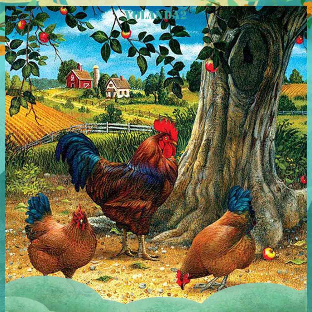 Tranh Đính Đá Kim Cương Toàn Bộ 5D DIY Hình Vẽ Làng Quê