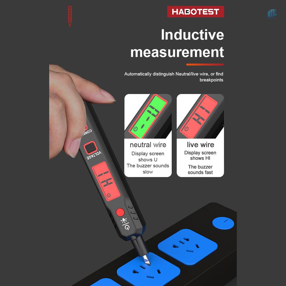 Thiết Bị Kiểm Tra Điện Áp Không Tiếp Xúc HABOTEST HT89 AC 12~300V (s2mwvn) Với Màn Hình LCD Hiển Thị Đèn Pin Và Chuông Báo Âm Thanh