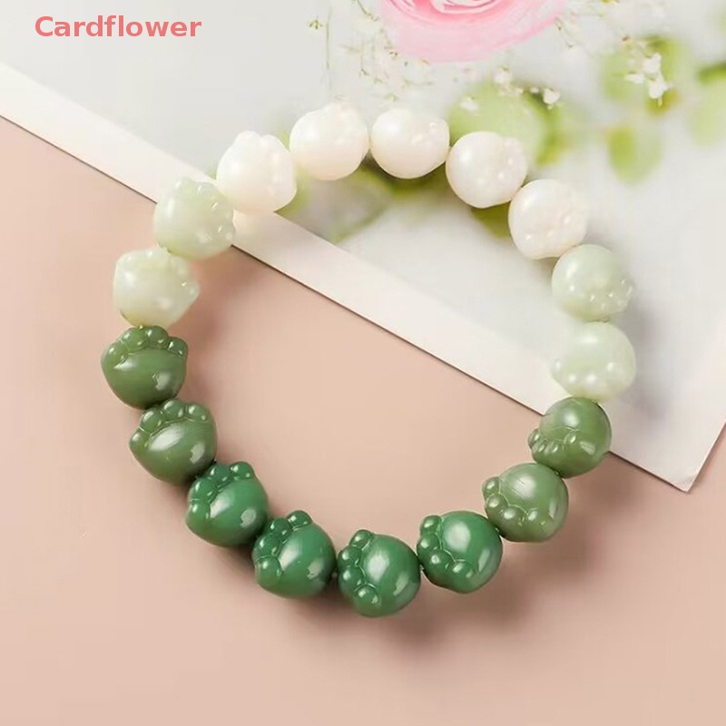 < Cardflower > Vòng Tay Chuỗi Hạt Đá Pha Lê Tự Nhiên Co Giãn Hình Dấu Chân Mèo Màu Gradient Mùa Hè Mới Cho Nữ