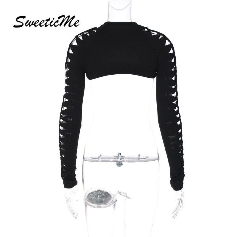 Áo Thun Tay Dài Màu Trơn Khoét Lỗ Thời Trang 2023 Quyến Rũ Cho Nữ