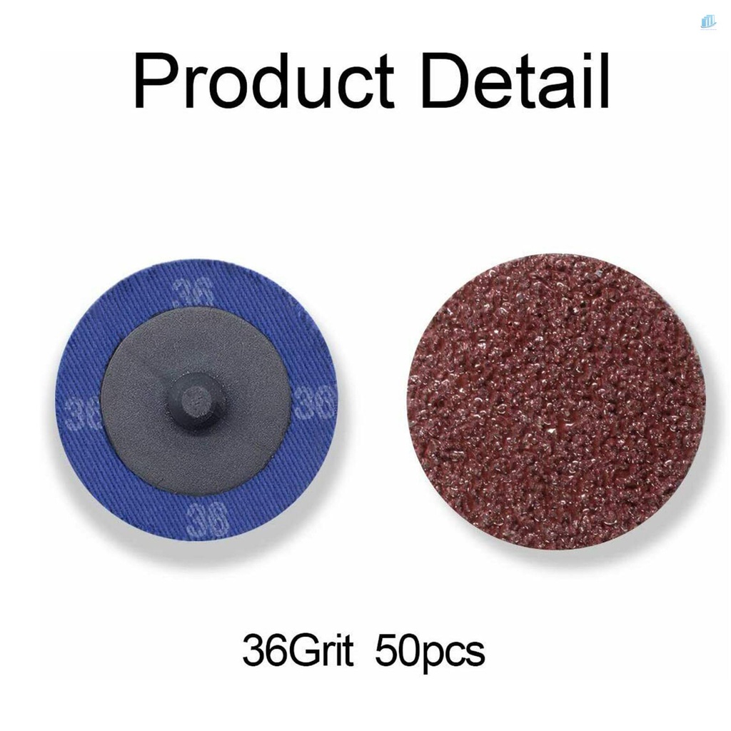 Set 50 Đĩa Chà Nhám 2in Bằng Nhôm Oxide Xoay 36 Grit 2Mwvn Chuyên Dụng Cho Máy Mài Sơn