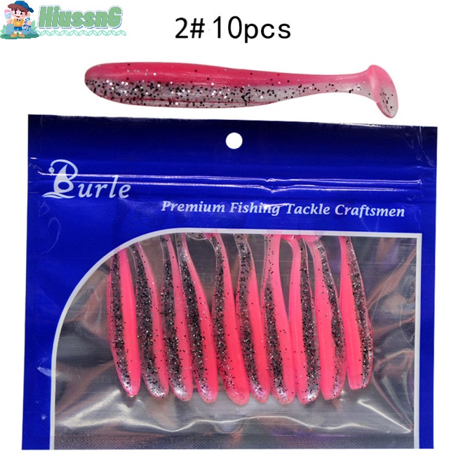 Bộ 10 Mồi Câu Cá Nhân Tạo Bằng Silicon Mềm Nhiều Màu Sắc