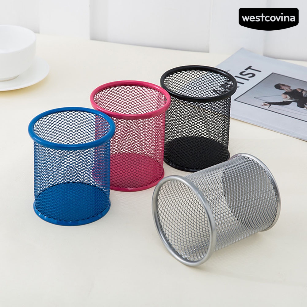 [COD]♪Giá Đỡ Bút Bằng Kim Loại Dạng Lưới Để Bàn Văn Phòng Tiện Lợi