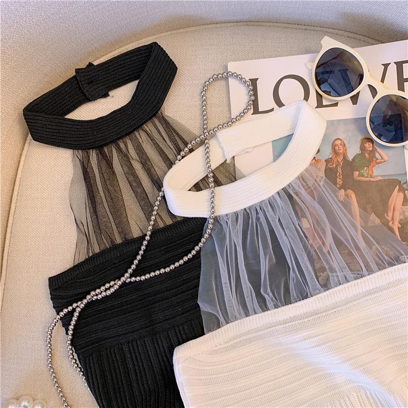 Áo Hai Dây Ngắn Mỏng Phối Lưới Thời Trang Mùa Hè Cho Nữ