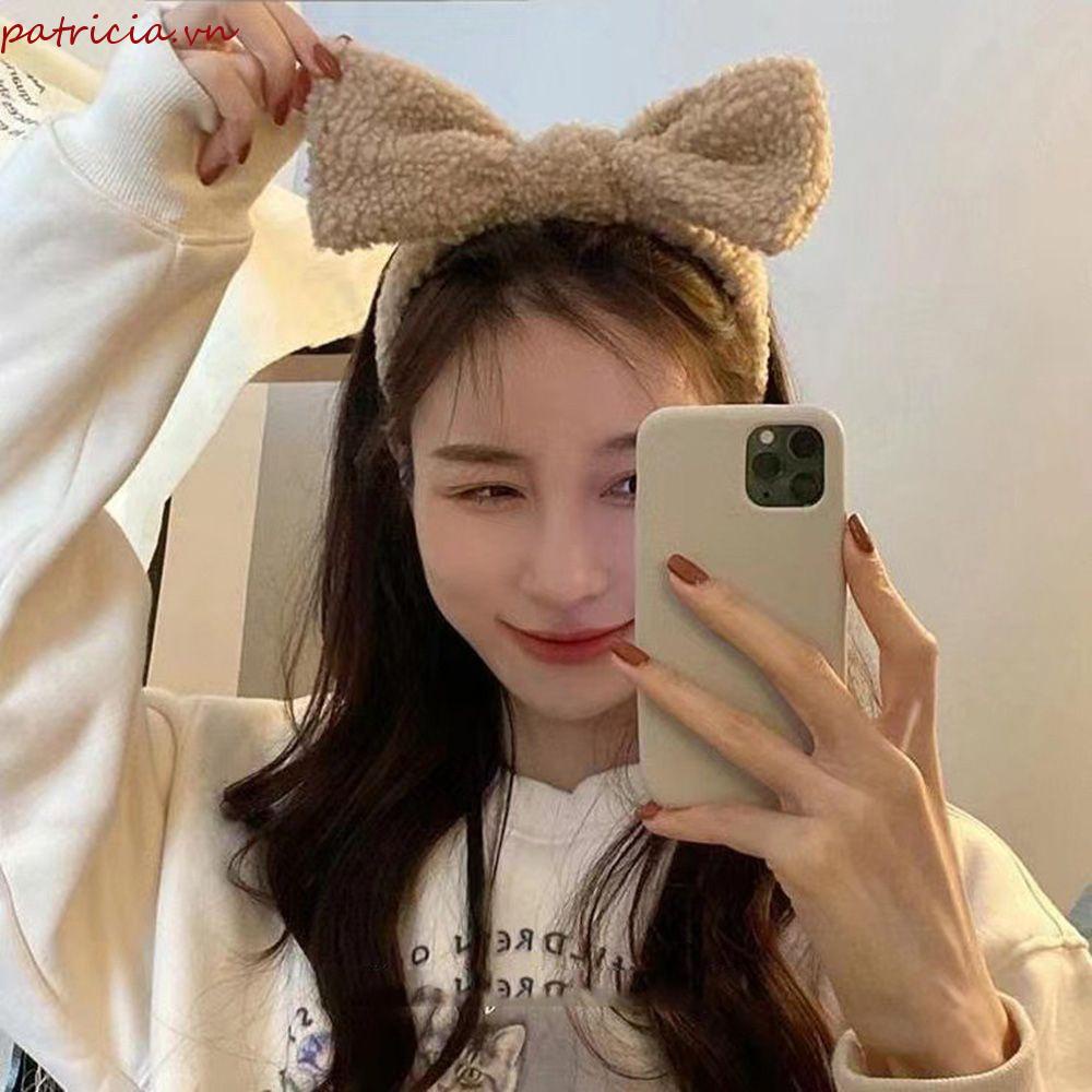 Băng Đô Trang Điểm Bằng Vải Lông Đính Nơ Cá Tính Hợp Thời Trang Dành Cho Bạn Nữ