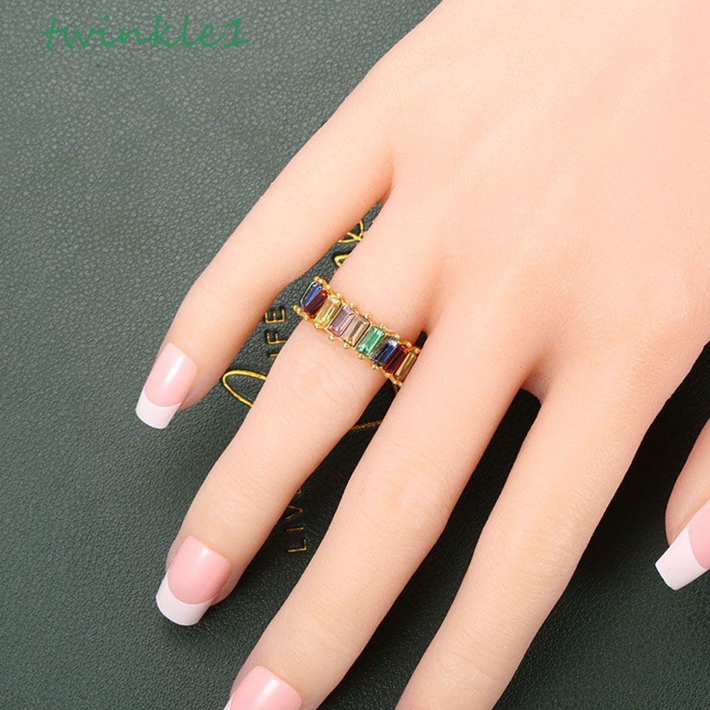 Nhẫn Kim Loại Lấp Lánh Nhiều Màu Sắc Thiết Kế Đơn Giản Cho Nữ