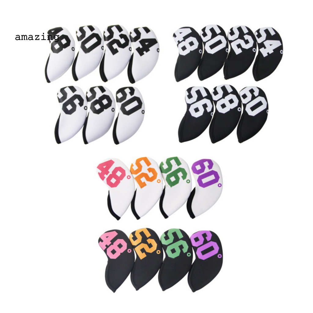 Bộ 4 / 7 Vỏ Bọc Bảo Vệ Đầu Gậy Đánh Golf 48-60 Độ In Số Màu Sắc Tươi Sáng Di Động Tiện Dụng