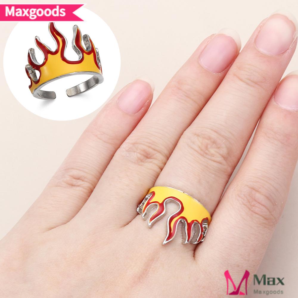 Nhẫn Hở Hình Ngọn Lửa Phong Cách Hip Hop Gothic Thời Trang