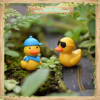 ​​​​Mô Hình Tiểu Cảnh "Đôi Vịt Đội Mũ Mini" Trang Trí Sen Đá, Sân Vườn/ Chậu Cây, DYI, Terrarium