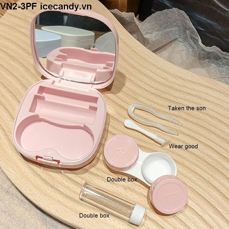 Hộp đựng lens xinh xắn màu pastel trơn thiết kế sang trọng cho nữ-dụng cụ đựng lens