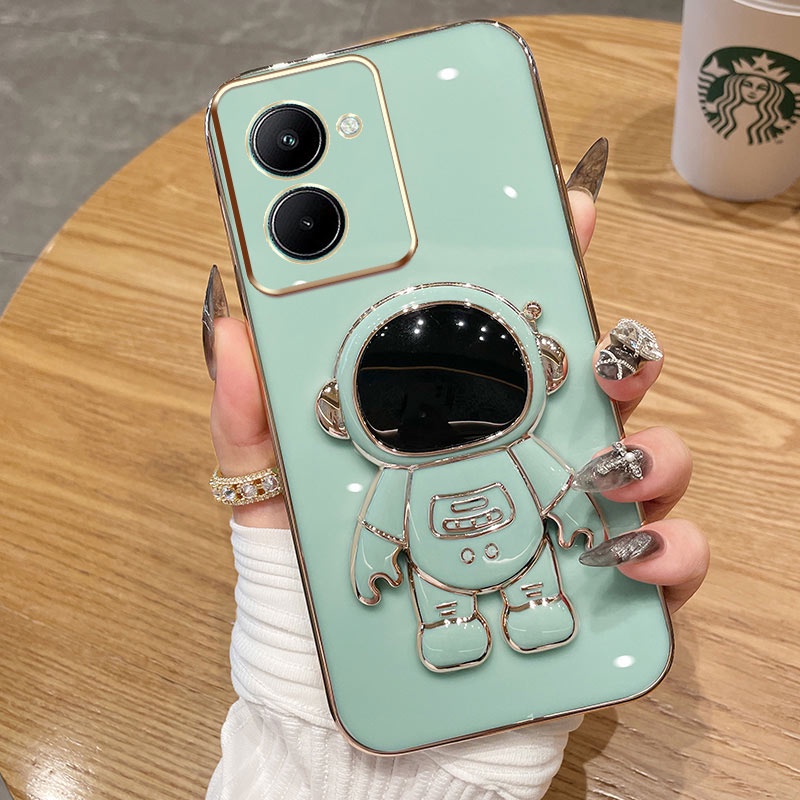 ốp lưng Giá đỡ phi hành gia mạ vàng sang trọng Giá đỡ tích hợp Vỏ mềm Tương thích với Cho OPPO A58/A58X/A78 A57/A57E/A77 A39 A9 A11 A11X A37 A8/A31 A7/A5S/A12 A3S Ốp silicon TPU màu trơn đơn giản case
