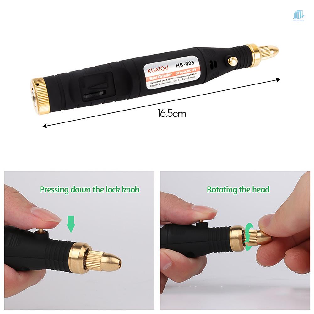 Bộ Dụng Cụ Mài Điện Tử Mini Cầm Tay 5000-18000RPM Điều Chỉnh Được Kèm 15 Phụ Kiện