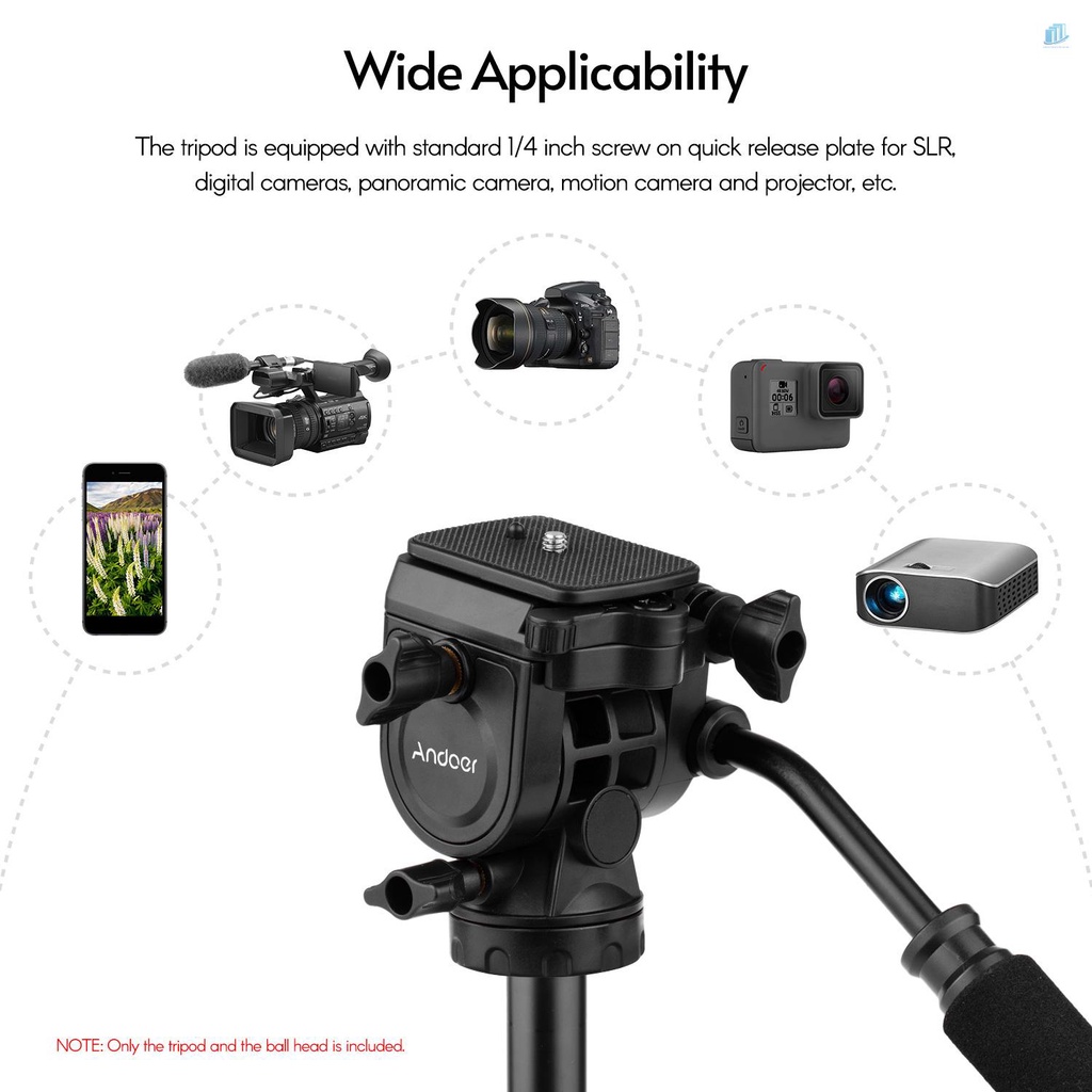 Chân Máy Ảnh Andoer TTT-005 Bằng Hợp Kim Nhôm Cho Đồng Hồ Thông Minh Tăng Chiều Cao 65 Inches Max. Tải Trọng 11lb Kèm Túi Đựng 11lb