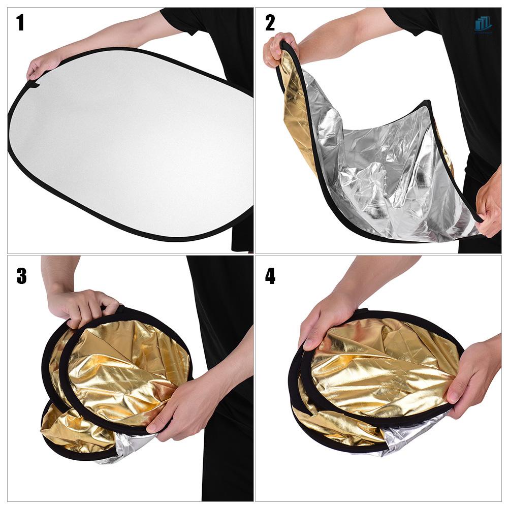 Đèn Phản Quang 60 * 90cm / 24 * 35inch 7 Trong 1 (Trong Mờ, Vàng, Trắng, Đen, Xanh Lá, Xanh Dương) Có Thể Gập Lại Đa Chiều Cho Studio Chụp Ảnh Ngoài Trời