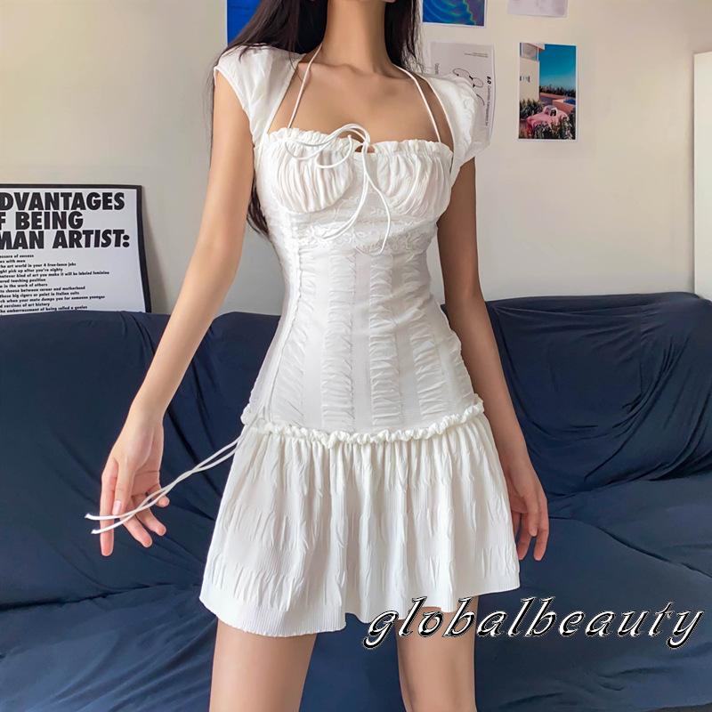 Đầm Ngắn Tay Ôm Dáng Kiểu Dây Rút Thời Trang Mùa Hè Cho Nữ