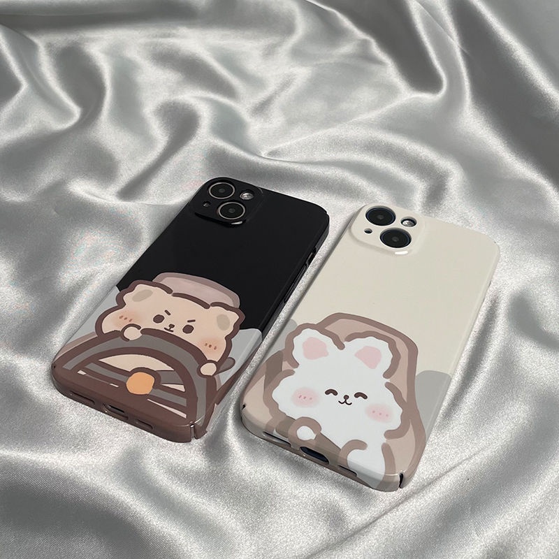 Ốp Điện Thoại Họa Tiết Chú Gấu Lái Xe Dễ Thương Cho iPhone Xplus141114Phim Dán Cứng 13 Phong Cách Mới Cho Cặp Đôi KLMZ