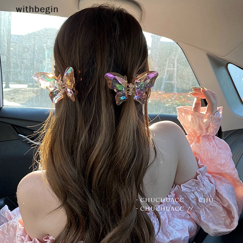 Kẹp Càng Cua Lớn Bằng Acrylic Nhiều Màu Hình Bướm Cho Nữ Mã 2023 n