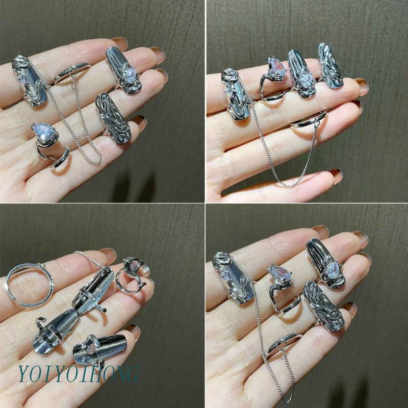 Bộ 4 Nhẫn Mở Bằng Kim Loại Trang Sức Thanh Lịch Cho Nữ