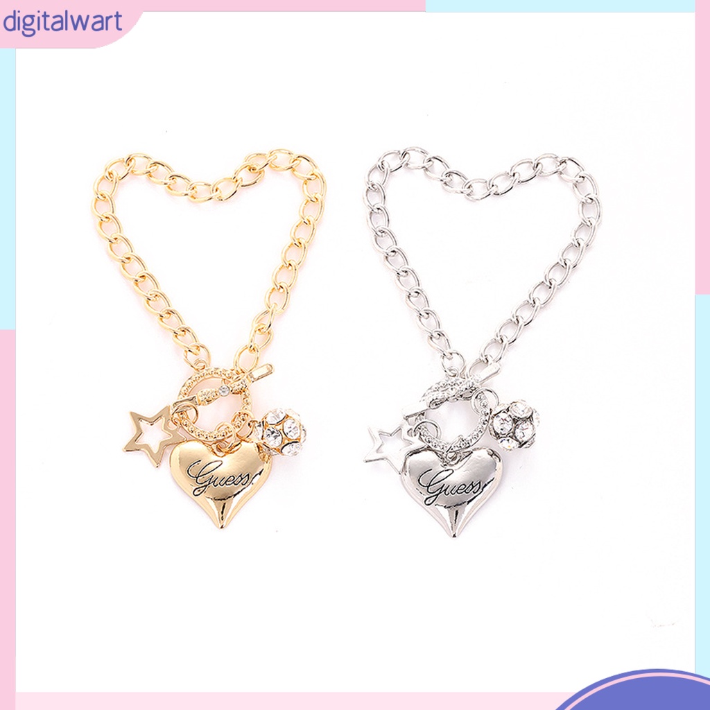 Vòng Đeo Tay Đính Đá Họa Tiết Ngôi Sao / Trái Tim Đơn Giản Dành Cho Nữ