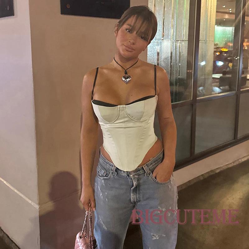 Áo Croptop Sát Nách Màu Sắc Tương Phản Thời Trang Mùa Hè Cho Nữ