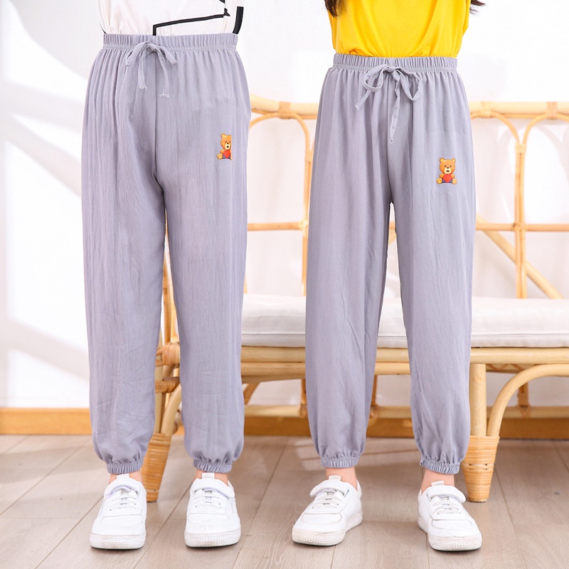 Quần Jean Dài Cotton Mềm Mại Co Giãn Thoáng Khí Chống Muỗi In Họa Tiết Hoạt Hình Dành Cho Trẻ Em 100-160cm