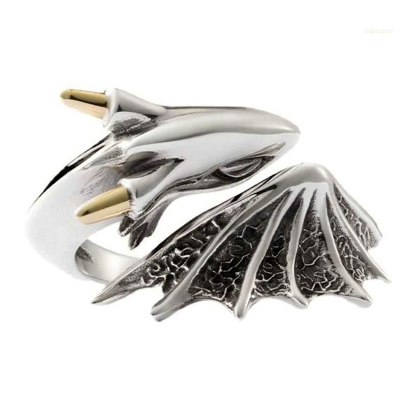 Nhẫn Hở Hình Rồng Bằng Hợp Kim Phong Cách Gothic Punk Cổ Điển Có Thể Điều Chỉnh