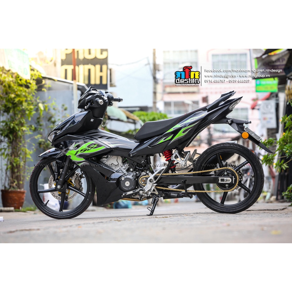 Tem rời Winner X mẫu lửa xanh lá cho xe đen - siêu hot 2023