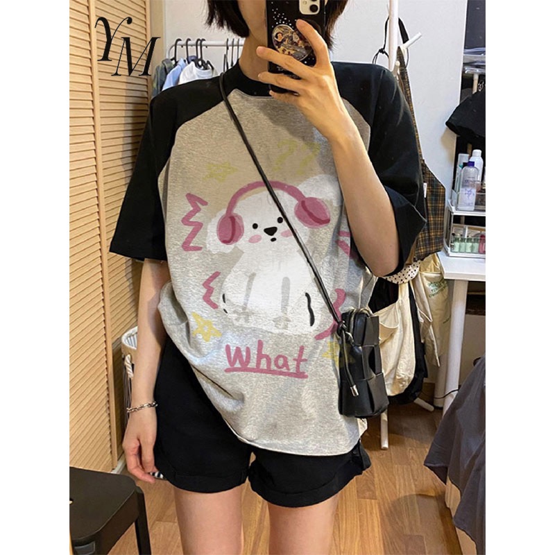 Áo Thun Tay Ngắn In Họa Tiết raglan Nhiều Màu Sắc Cho Nữ