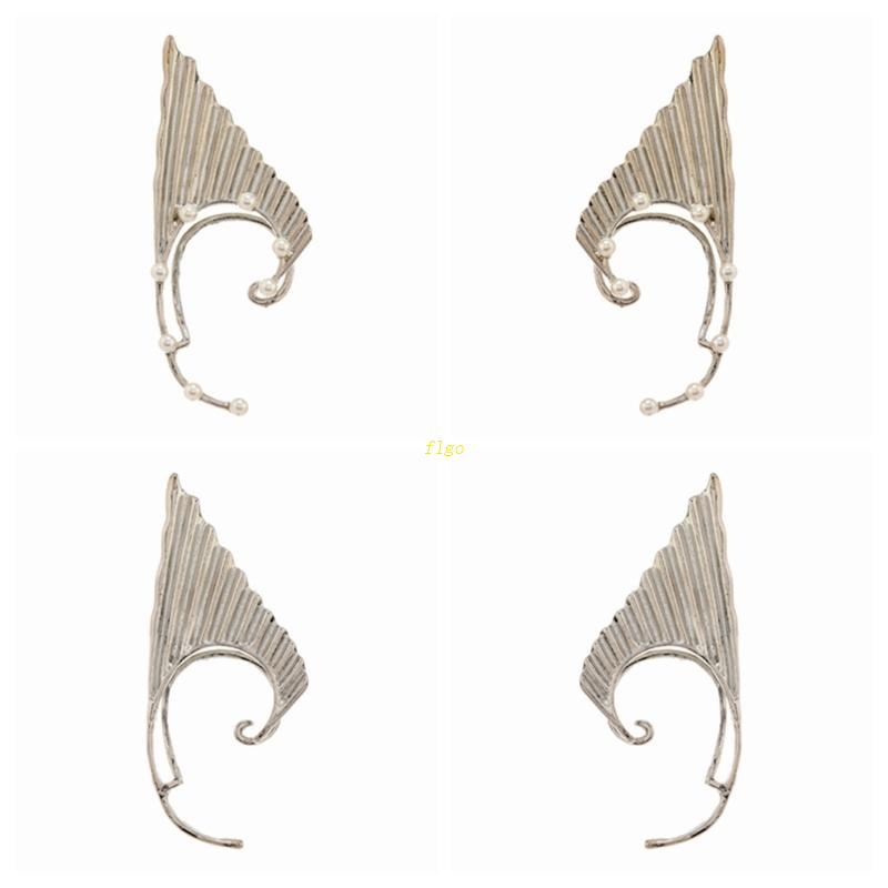 Khuyên Kẹp Vành Tai Bằng Bạc Đính Ngọc Trai Phong Cách Gothic Punk Cổ Tích Không Xỏ Lỗ