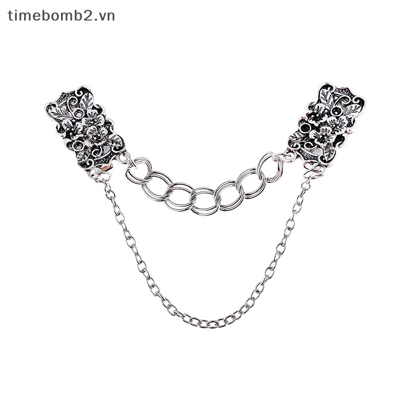 {Timebomb} Trâm Cài Áo Sweater / Khăn Choàng Hình Hoa Phối Dây Xích Làm Quà Tặng Cho Nữ