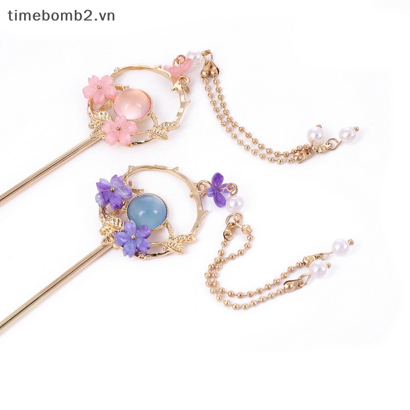 Trâm Cài Tóc Kim Loại Tráng Men Phong Cách Hanfu Trung Hoa Cổ Điển Cho Nữ