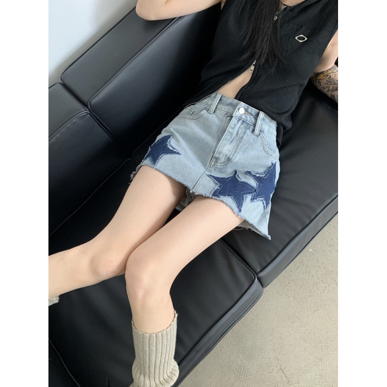 Chân Váy Denim Chữ a Lưng Cao Phong Cách Retro Thời Trang Mùa Hè Dành Cho Nữ