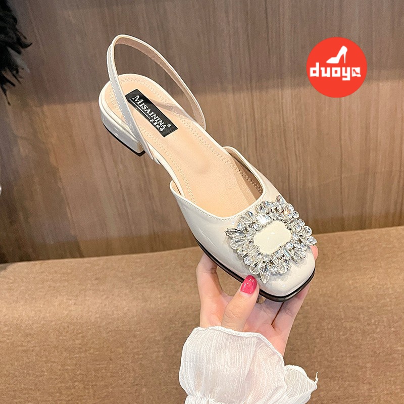 Duoya Factory~[Hàng Có Sẵn]~ Giày Sandal Gót Thấp Dày Hở Ngón Có Khóa Cài Hình Vuông Phong Cách Mùa Hè Kiểu Mới Dành Cho Bạn Nữ Mang Dịp Lễ Hội Mùa Hè 2022