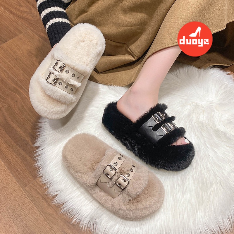 Duoya Dép Bông Đi Trong Nhà Thẳng ~ [Hàng Có Sẵn] Dép Bông Dày Dặn Ấm Áp Có Thể Mang Ngoài Trời Nhà Sản Xuất Bán Sỉ