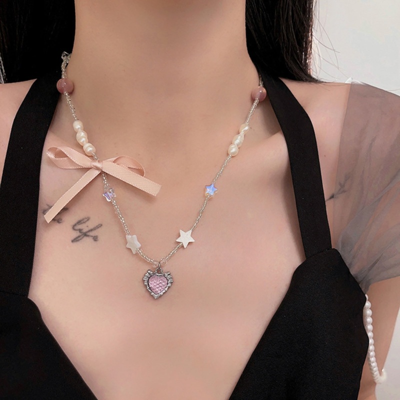 Vòng Cổ Choker Mặt Hình Trái Tim Và Nơ Y2k Thời Trang Dự Tiệc Cho Thanh Thiếu Niên