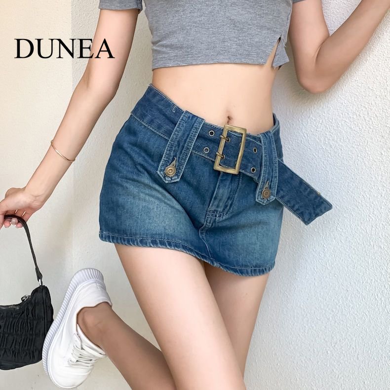 DUNEA Chân váy jean Lưng Cao Thời Trang Vintage Cho Nữ