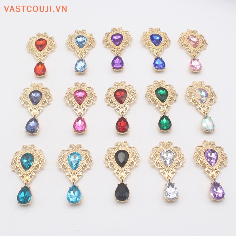 Ghim Cài Áo Hình Giọt Nước Phẳng 26 * 48mm Bằng Hợp Kim Đính Pha Lê Trang Trí Tiệc Cưới