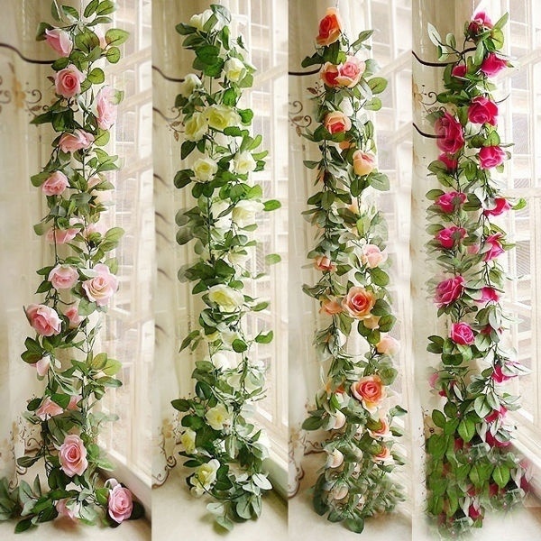 Dây Hoa Hồng Giả Trang Trí Dài 2.5m