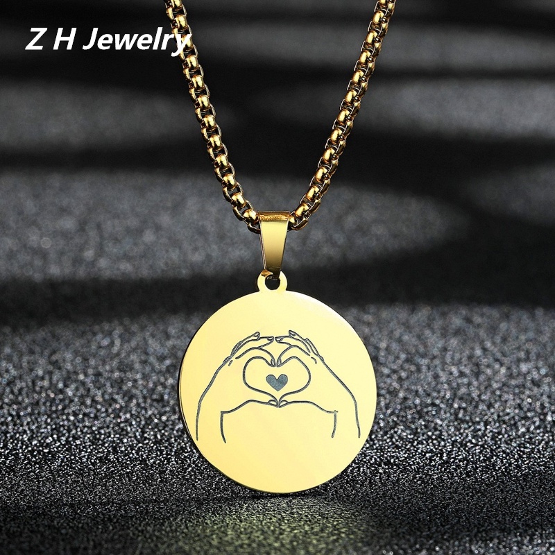 Z Vòng cổ Mặt Trái Tim Bằng Thép Không Gỉ Phong Cách Hip Hop Thời Trang Cho Nam Và Nữ