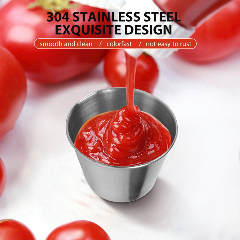 1 Bộ 10 Chén Đựng Nước Sốt Bằng Thép Không Gỉ 2.5Oz 70Ml