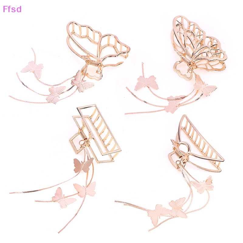 Kẹp Tóc Hình Bướm Lớn Màu Vàng Đính Ngọc Trai Thanh Lịch