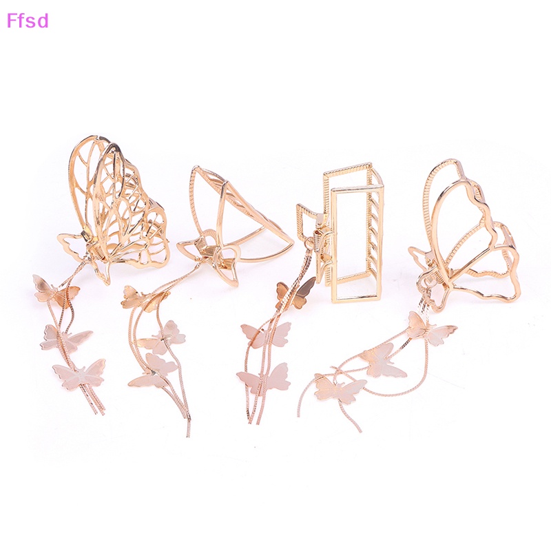 Kẹp Tóc Hình Bướm Lớn Màu Vàng Đính Ngọc Trai Thanh Lịch